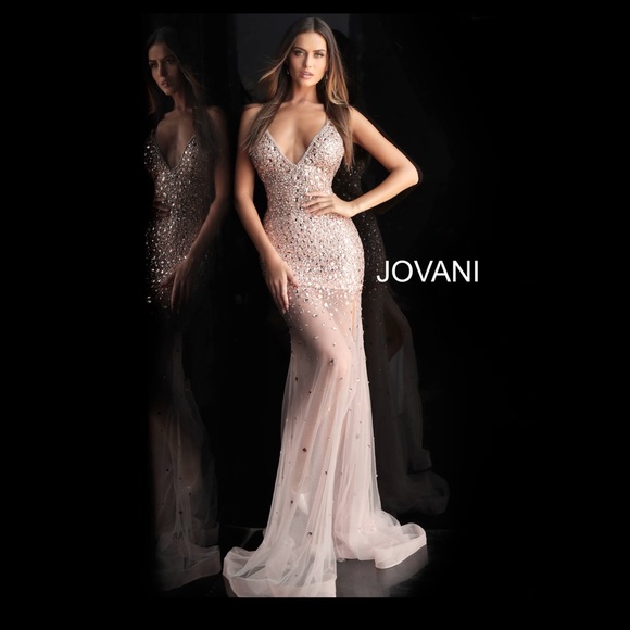 JOVANI -57300 RHINESTONE EMBELLISHED ILLUSION GOWN